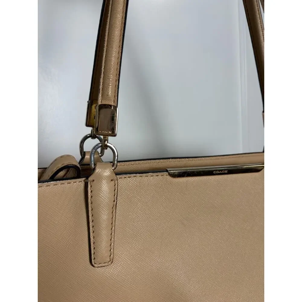 Coach Madison Tan Beige Leather Zip Top Tote Bag 29002